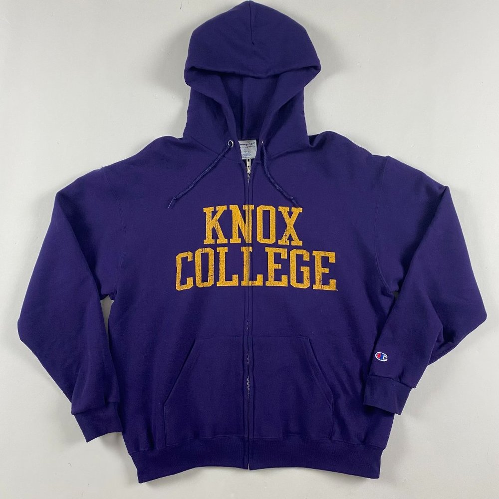 Knox College Champion Hoodie Men's Large Full Zip Purple
